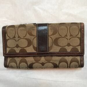 Coach Tan Brown C Jacquard Design Wristlet